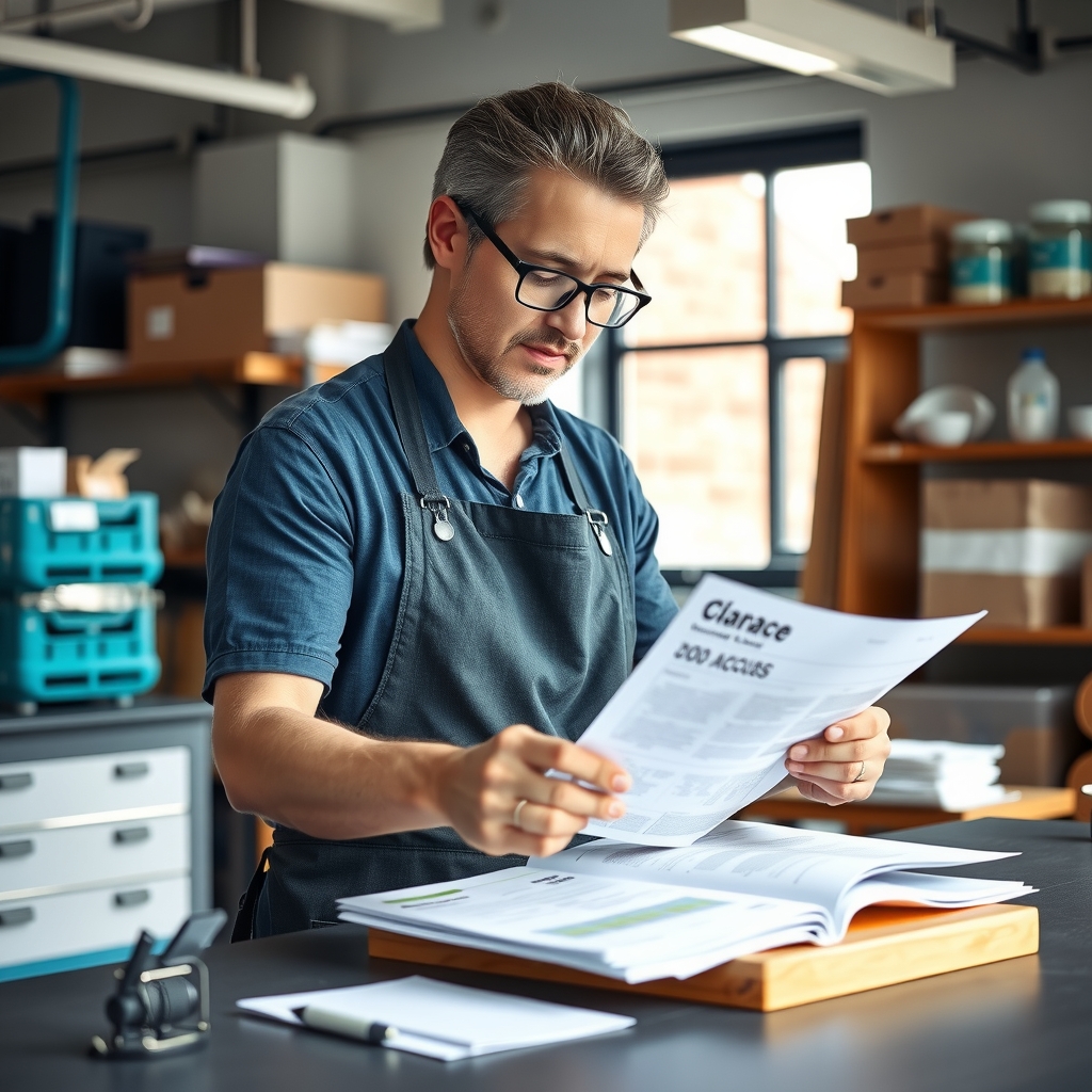 Business owner preparing a loan application